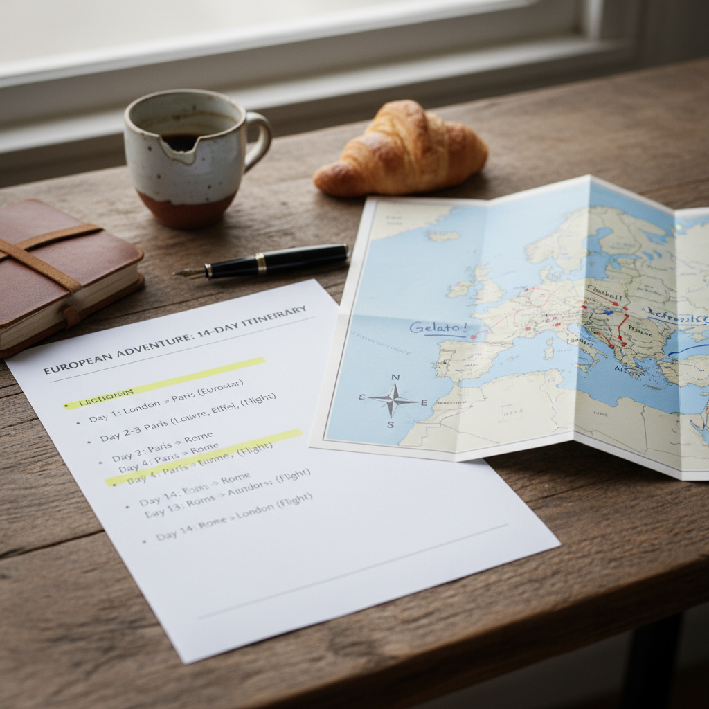 Reiseplan und Karte